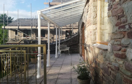 Milwood Group Veranda Installation Llangattock Wales Simplicity 6 Canopy Pro