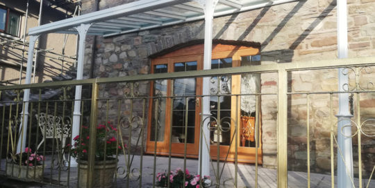 Milwood Group Veranda Installation Llangattock Wales Simplicity 6 Canopy Pro