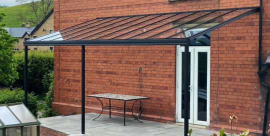 A beautiful canopy installation in Denbigh, Wales with sleek design detail, installed by our Trade Partner Canopy Pro Ltd