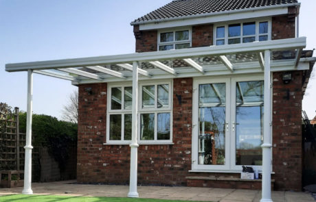 An Attractive veranda installation at a detached North Yorkshire Home Garden, installed by our Trade Partner Alfresco Canopies