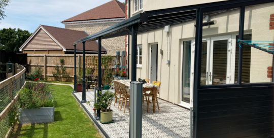 Milwood Group Simplicity 6 Veranda Installation In Wedmore Somerset In RAL 7016 Anthracite Grey By Southern Conservatories Limited