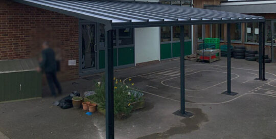 Delightful commercial canopy installation at primary school in Leamington Spa, installed by our Trade Partner Cambridge Canopies