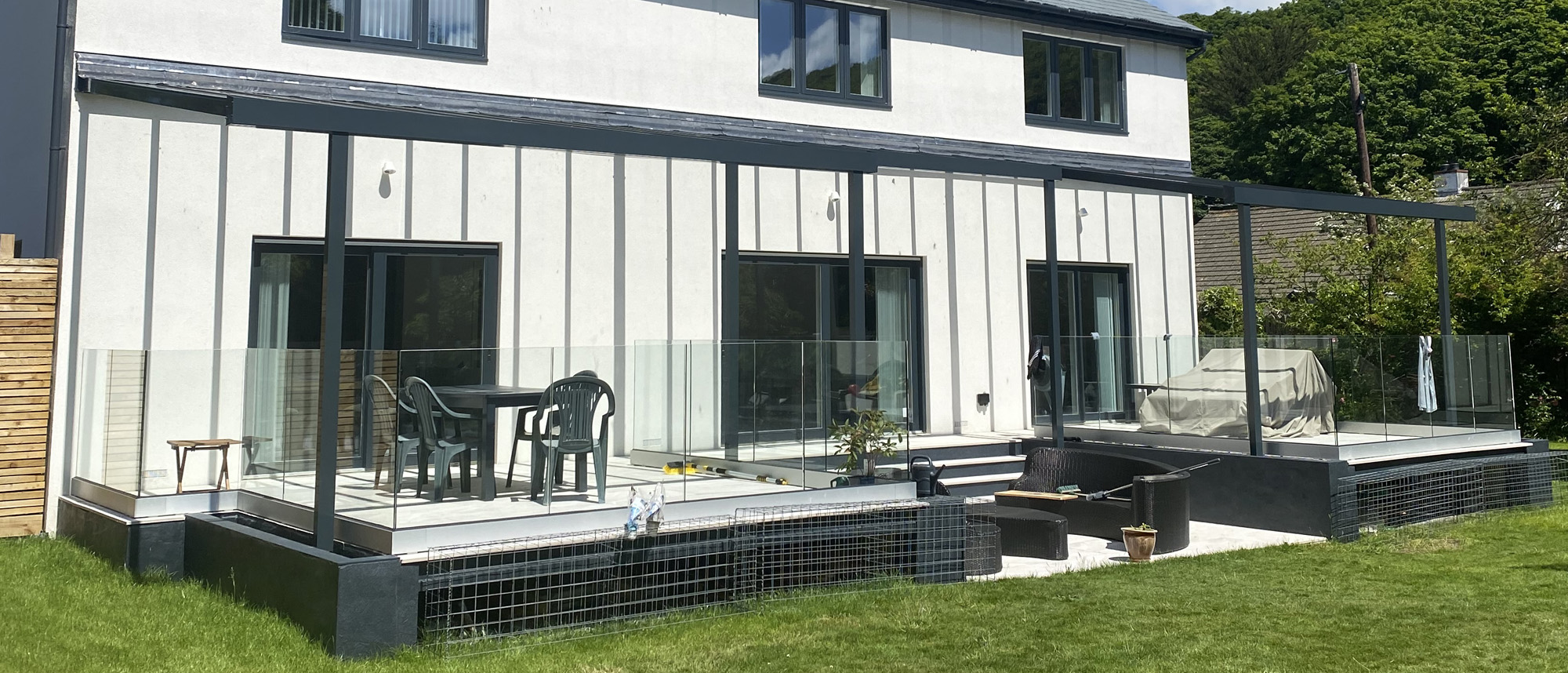 veranda canopy simplicity xtra-glass roof anthracite grey ral7016 perranporth cornwall